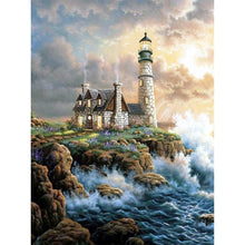 Load image into Gallery viewer, Seaside Lighthouse 5D Diamond Painting Kit Full Round Drill Rhinestone DIY Wall Art Crafts Mosaic Picture Home Decoration Gift 
