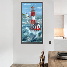 Load image into Gallery viewer, Seaside Lighthouse 5D Diamond Painting Kit Full Round Drill Rhinestone DIY Wall Art Crafts Mosaic Picture Home Decoration Gift 
