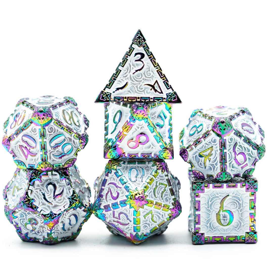 Cusdie 7Pcs DND Metal Dice set D4 D6 D8 D10 D% D12 D20