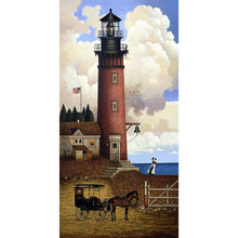 Load image into Gallery viewer, Seaside Lighthouse 5D Diamond Painting Kit Full Round Drill Rhinestone DIY Wall Art Crafts Mosaic Picture Home Decoration Gift 
