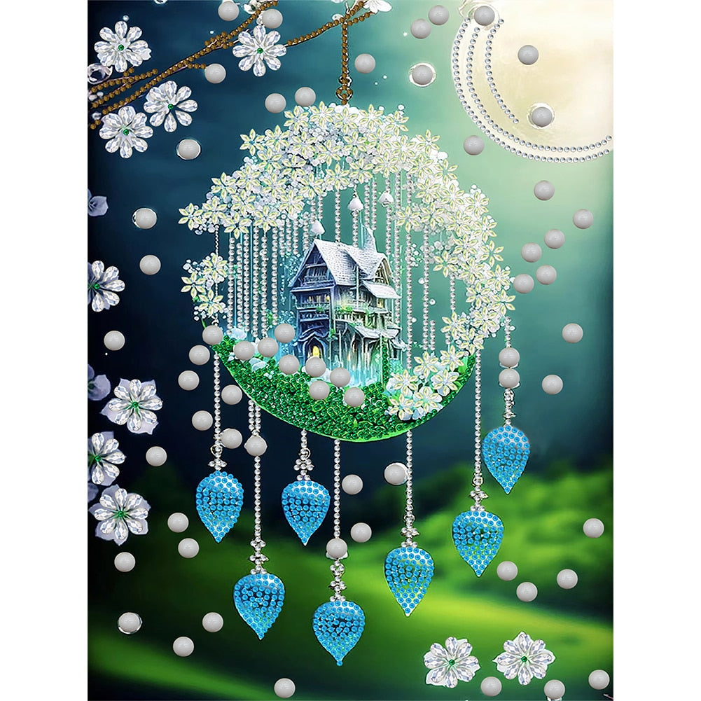 Greenery 5D DIY Partial Special Shaped Drill Diamond Painting Kit Landscape Series for Office Living Home Decoration