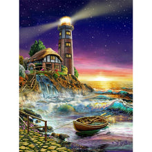 Load image into Gallery viewer, Seaside Lighthouse 5D Diamond Painting Kit Full Round Drill Rhinestone DIY Wall Art Crafts Mosaic Picture Home Decoration Gift 
