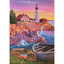 Load image into Gallery viewer, Seaside Lighthouse 5D Diamond Painting Kit Full Round Drill Rhinestone DIY Wall Art Crafts Mosaic Picture Home Decoration Gift 
