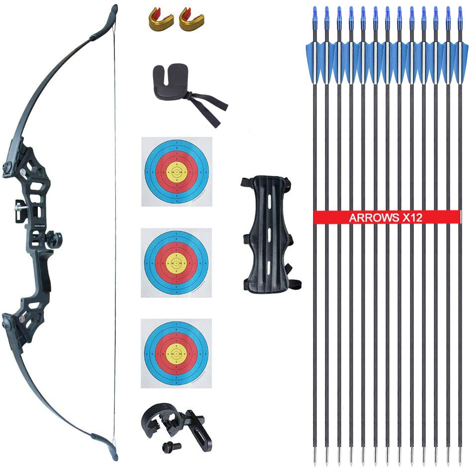 Takedown Recurve Bow Set & Bow Sight & Arrow Rest Hunting Or 12pcs Arrows Archery for Adult Training Bow Kit