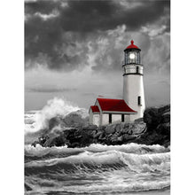 Load image into Gallery viewer, Seaside Lighthouse 5D Diamond Painting Kit Full Round Drill Rhinestone DIY Wall Art Crafts Mosaic Picture Home Decoration Gift 
