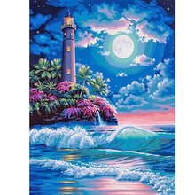 Load image into Gallery viewer, Seaside Lighthouse 5D Diamond Painting Kit Full Round Drill Rhinestone DIY Wall Art Crafts Mosaic Picture Home Decoration Gift 
