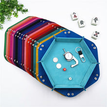 Load image into Gallery viewer, Folding Hexagon Dice Tray Double Sided Thick Leather
