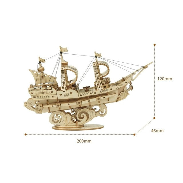 Robotime Vintage Sailing Ships 3D Wooden Puzzles