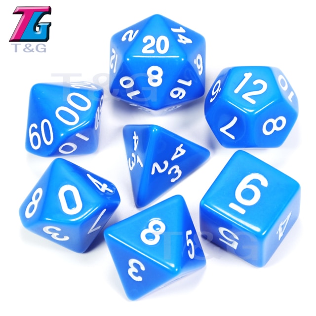 7pc Dice Set (D4,D6,D8,D10,D10%,D12,D20) for RPG games(25 Colors)