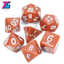 Load image into Gallery viewer, 7pc Dice Set (D4,D6,D8,D10,D10%,D12,D20) for RPG games(25 Colors)
