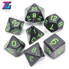 Load image into Gallery viewer, 7pc Dice Set (D4,D6,D8,D10,D10%,D12,D20) for RPG games(25 Colors)
