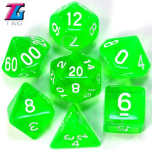 Load image into Gallery viewer, 7pc Dice Set (D4,D6,D8,D10,D10%,D12,D20) for RPG games(25 Colors)
