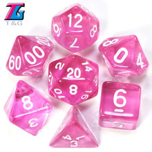 Load image into Gallery viewer, 7pc Dice Set (D4,D6,D8,D10,D10%,D12,D20) for RPG games(25 Colors)
