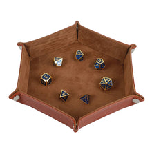 Load image into Gallery viewer, Folding Hexagon Dice Tray Double Sided Thick Leather
