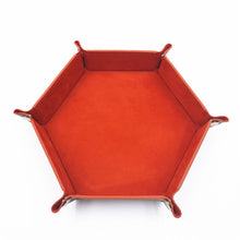 Load image into Gallery viewer, Folding Hexagon Dice Tray Double Sided Thick Leather
