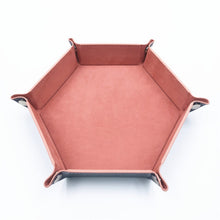 Load image into Gallery viewer, Folding Hexagon Dice Tray Double Sided Thick Leather
