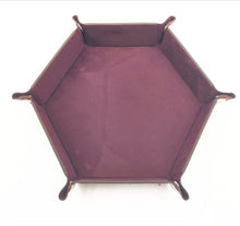 Load image into Gallery viewer, Folding Hexagon Dice Tray Double Sided Thick Leather
