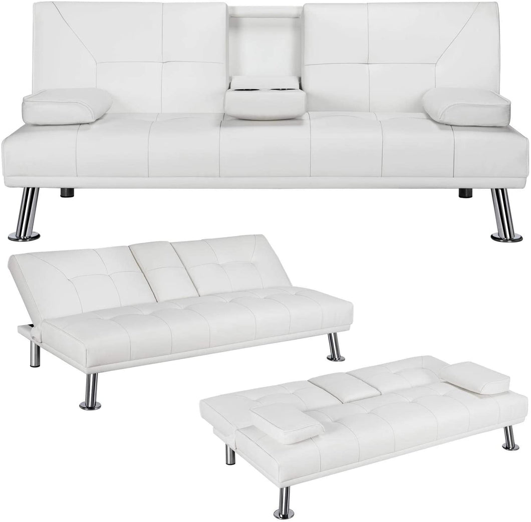 Modern Futon Sofa artificial leather with armrests