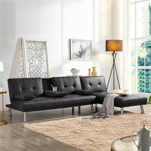 Load image into Gallery viewer, Modern Futon Sofa artificial leather with armrests
