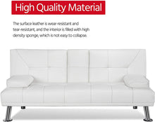 Load image into Gallery viewer, Modern Futon Sofa artificial leather with armrests
