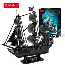 Load image into Gallery viewer, CubicFun Black Queen Anne&#39;s Revenge Pirate Ship 3D Puzzle
