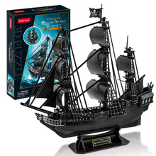 Load image into Gallery viewer, CubicFun Black Queen Anne&#39;s Revenge Pirate Ship 3D Puzzle
